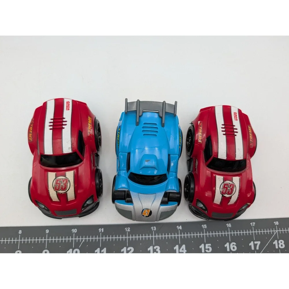 Fisher Price Mattel Cars Red Blue Xtreme Racing Lot of 3 2008 NO Charger‎